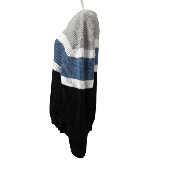 Colorblock Oversized Knit Crewneck Sweater Black, Blue, & Gray Womens 4XL Shein - Picture 2 of 11